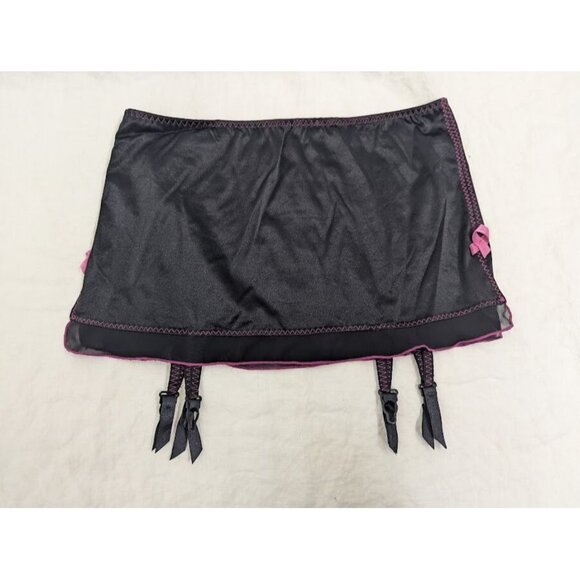 Morbid Threads Other - Morbid Threads women's size XL black satin garter belt, hot pink accents I7